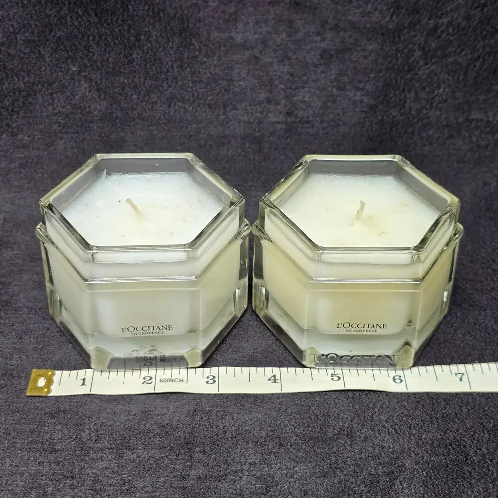 L'Occitane En Provence Scented Candle 3.5 oz Glass Jar Set of 2